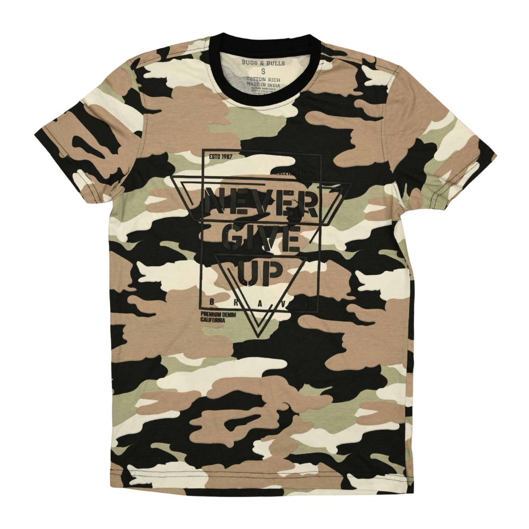 Never Give Up Typography Graphic Printed T-shirt