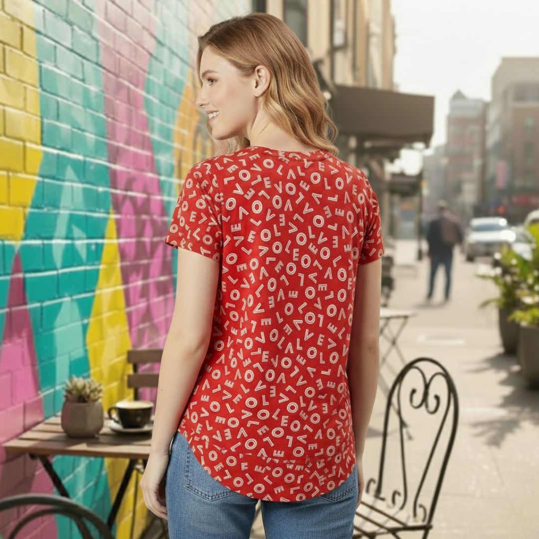 casual clothes for women love pattern