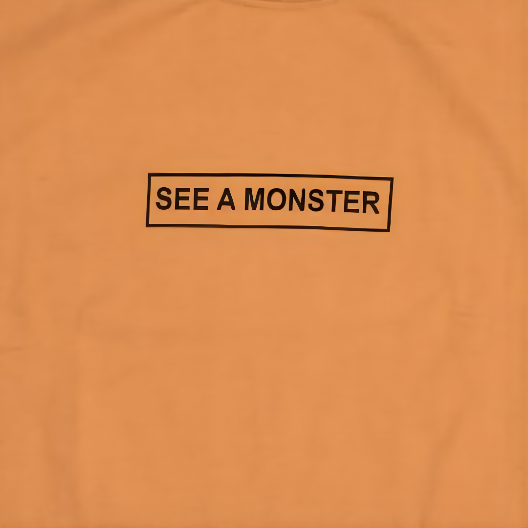 “oversized mens t shirt cartoon monster illustration”