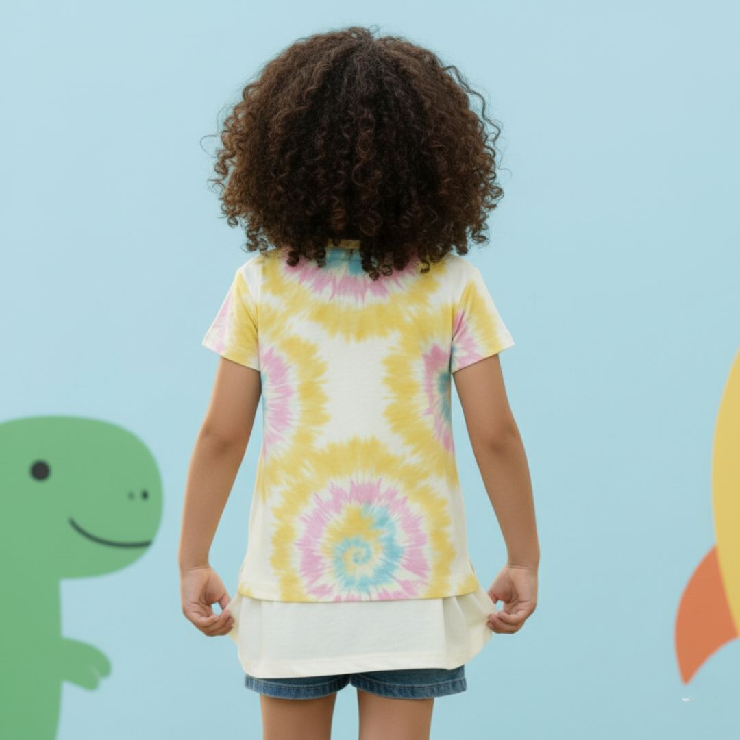 vibrant swirl print girls t shirt