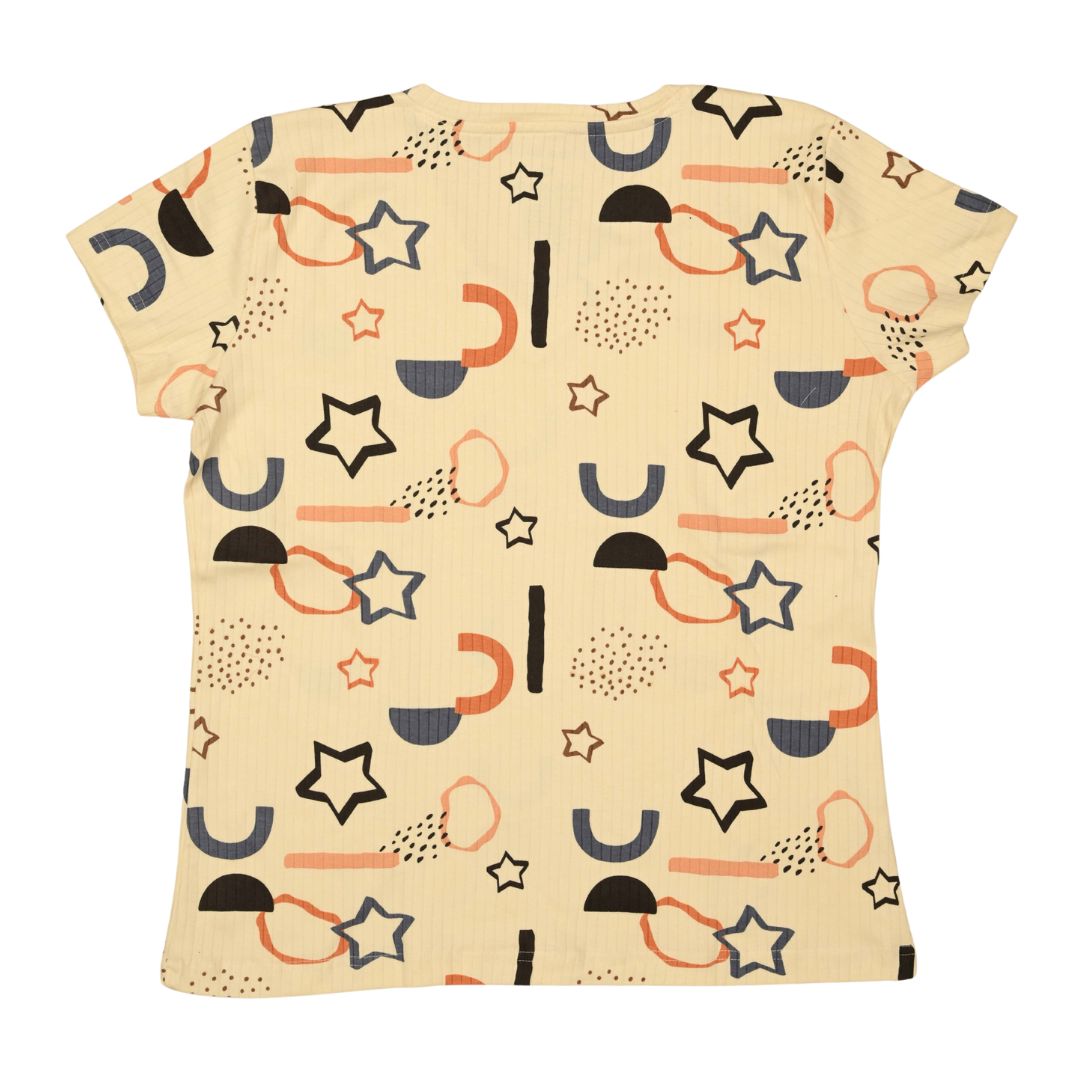Playful Abstract Printed Women’s V-Neck T-shirt