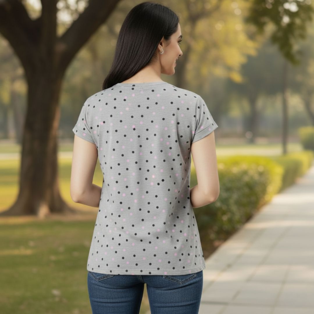 womens polka dot printed tee classic fit