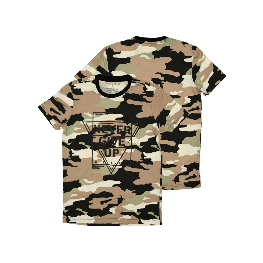 Never Give Up Typography Graphic Printed T-shirt