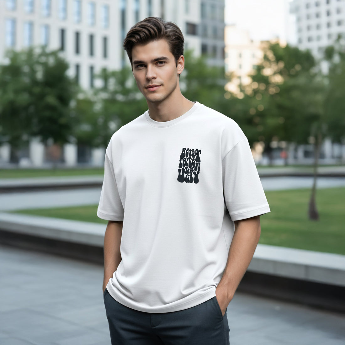 🎁 Better Late Than Ugly Oversized T-shirt (100% off)