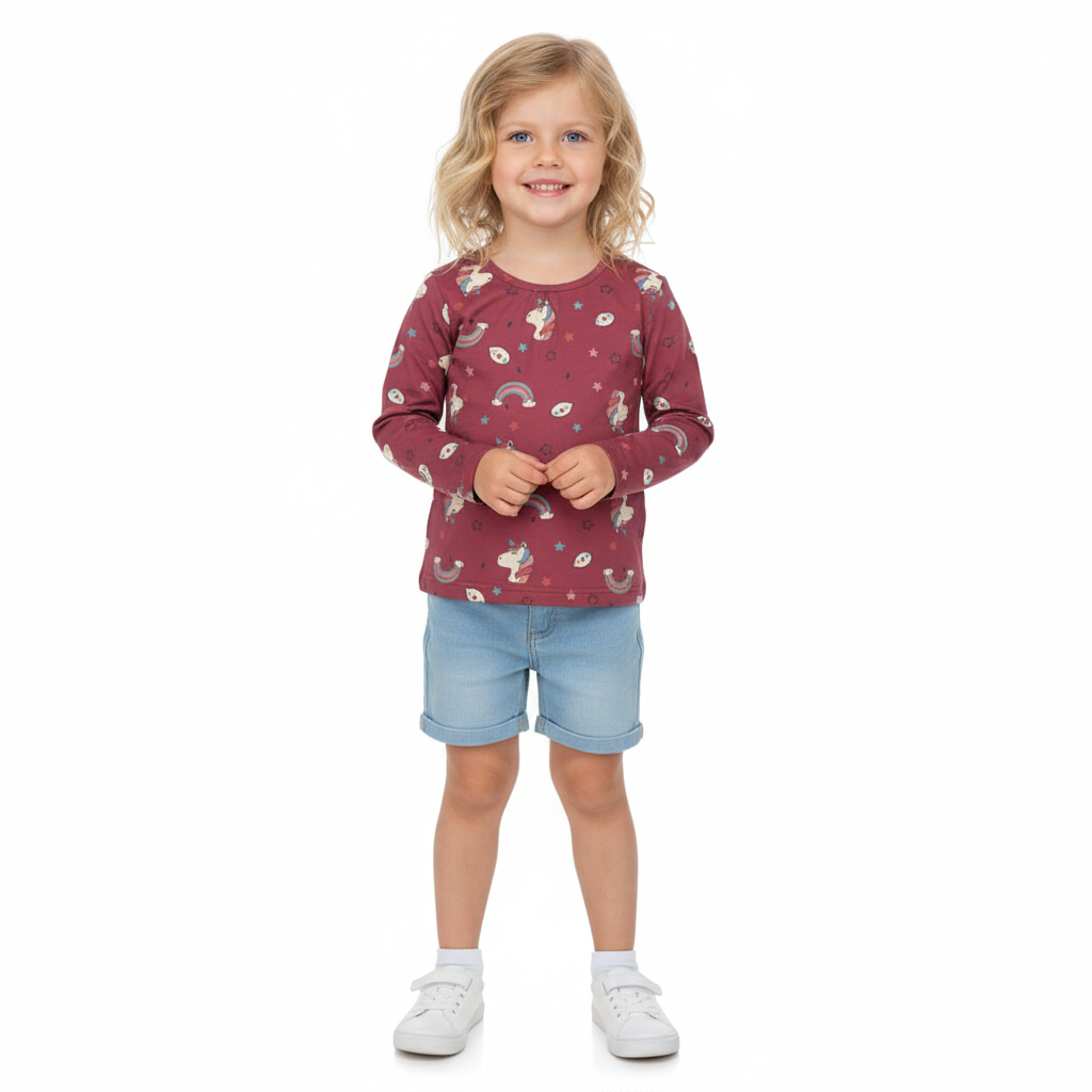 rainbow unicorn cotton tee for girls