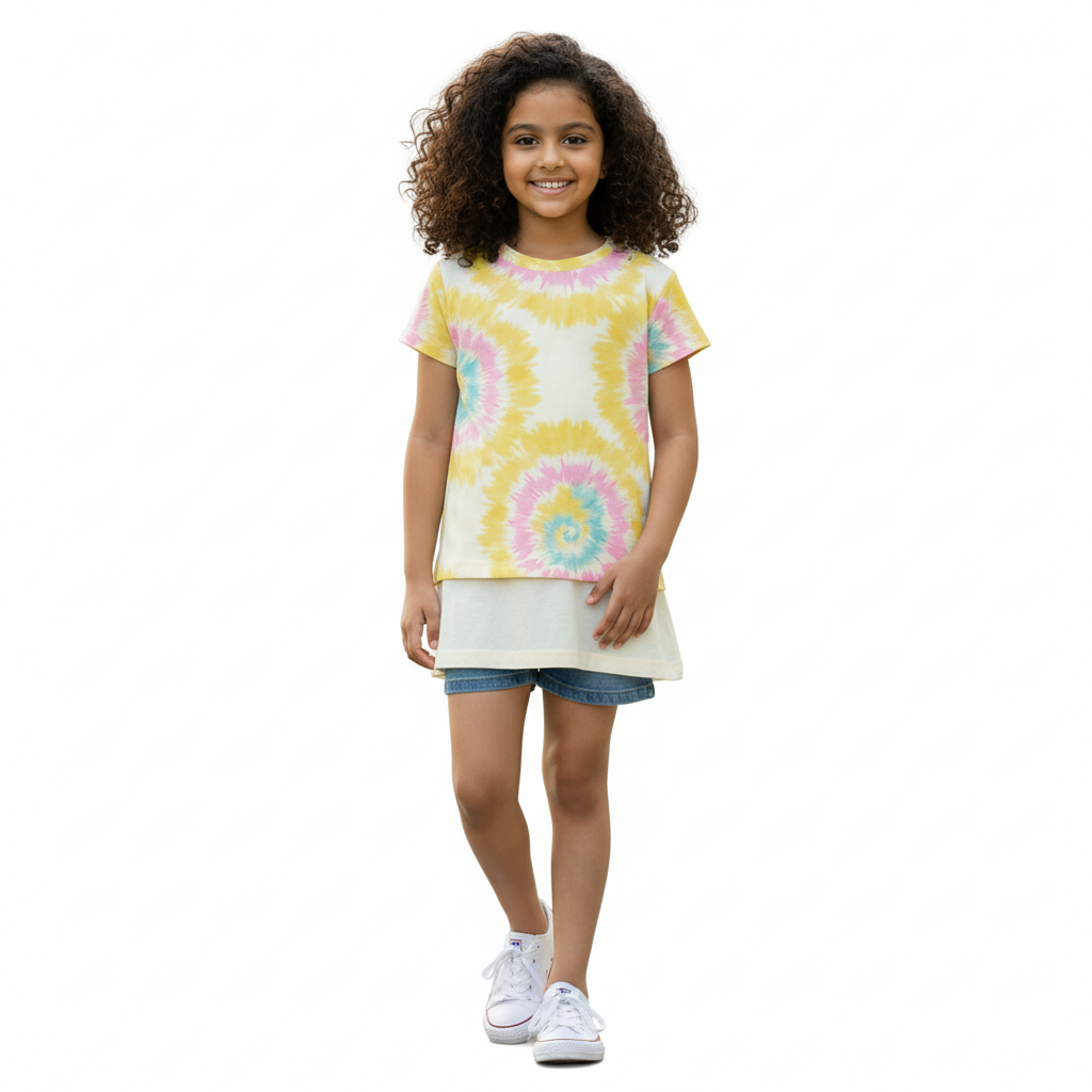 girls tie dye swirl printed t shirt