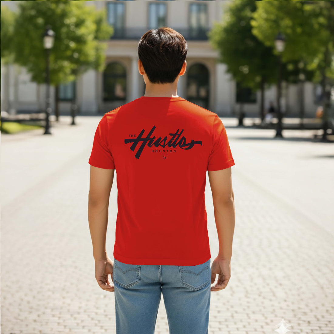 The Hustle Houston Typography Graphic Printed T-shirt
