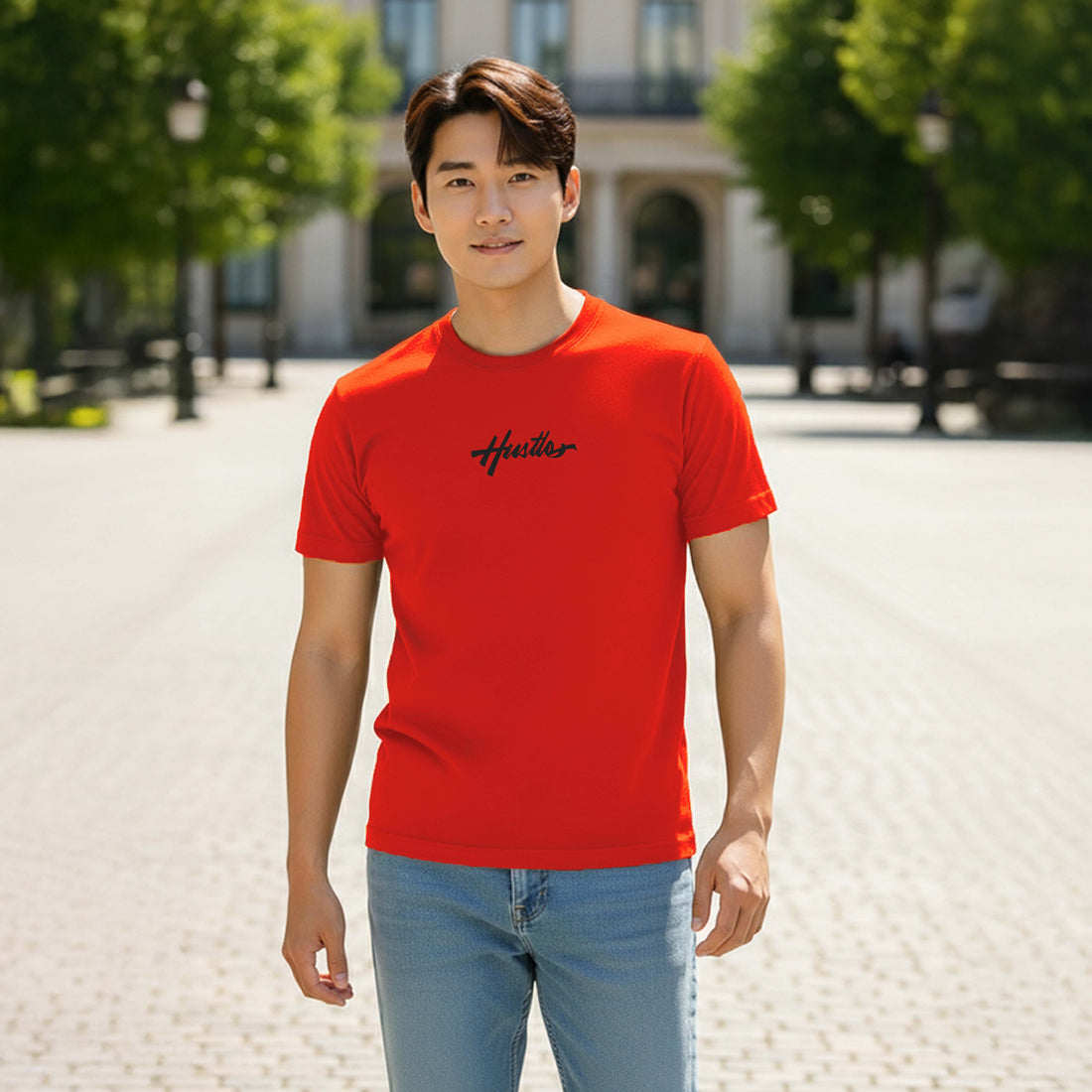 The Hustle Houston Typography Graphic Printed T-shirt