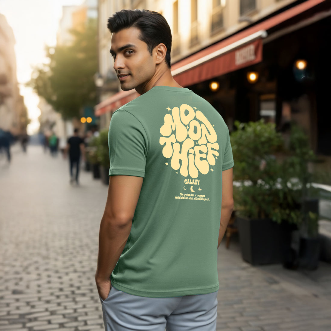 artistic moon printed t shirts for men