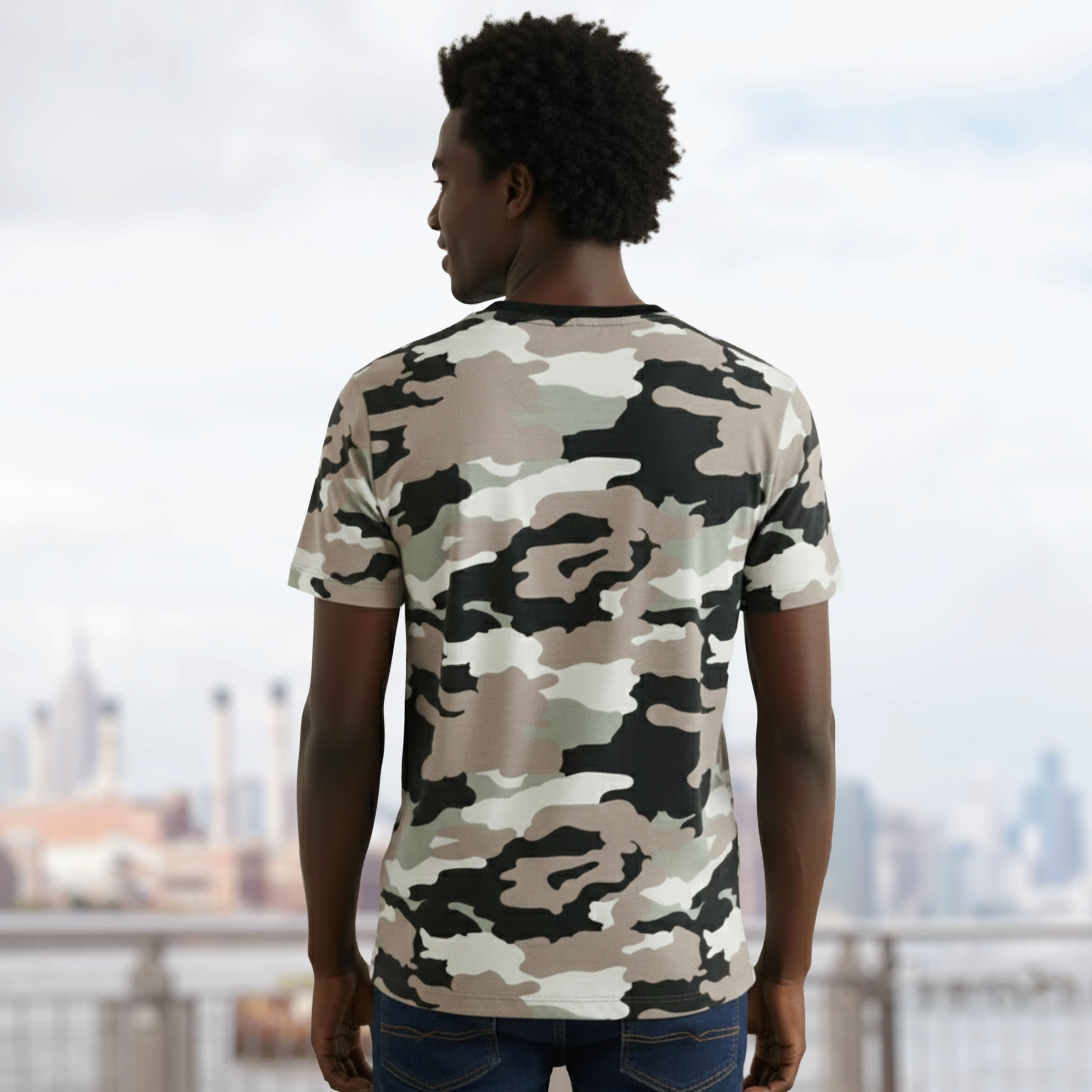 camo streetwear printed t shirt for men
