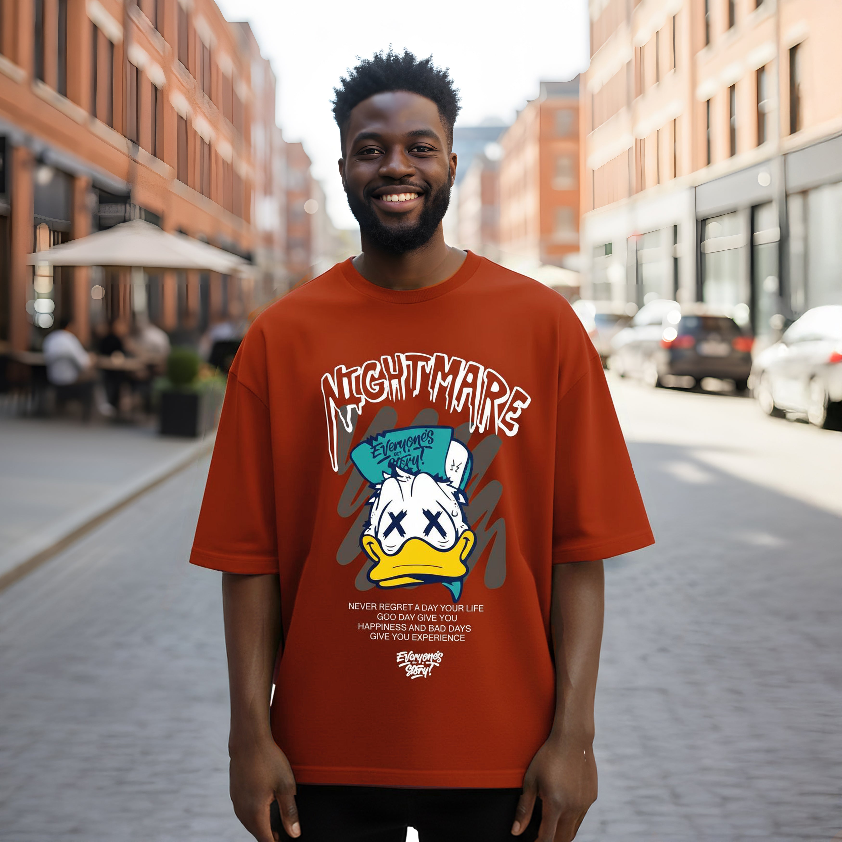 “Nightmare Story mens graphic t shirts oversized artwork”