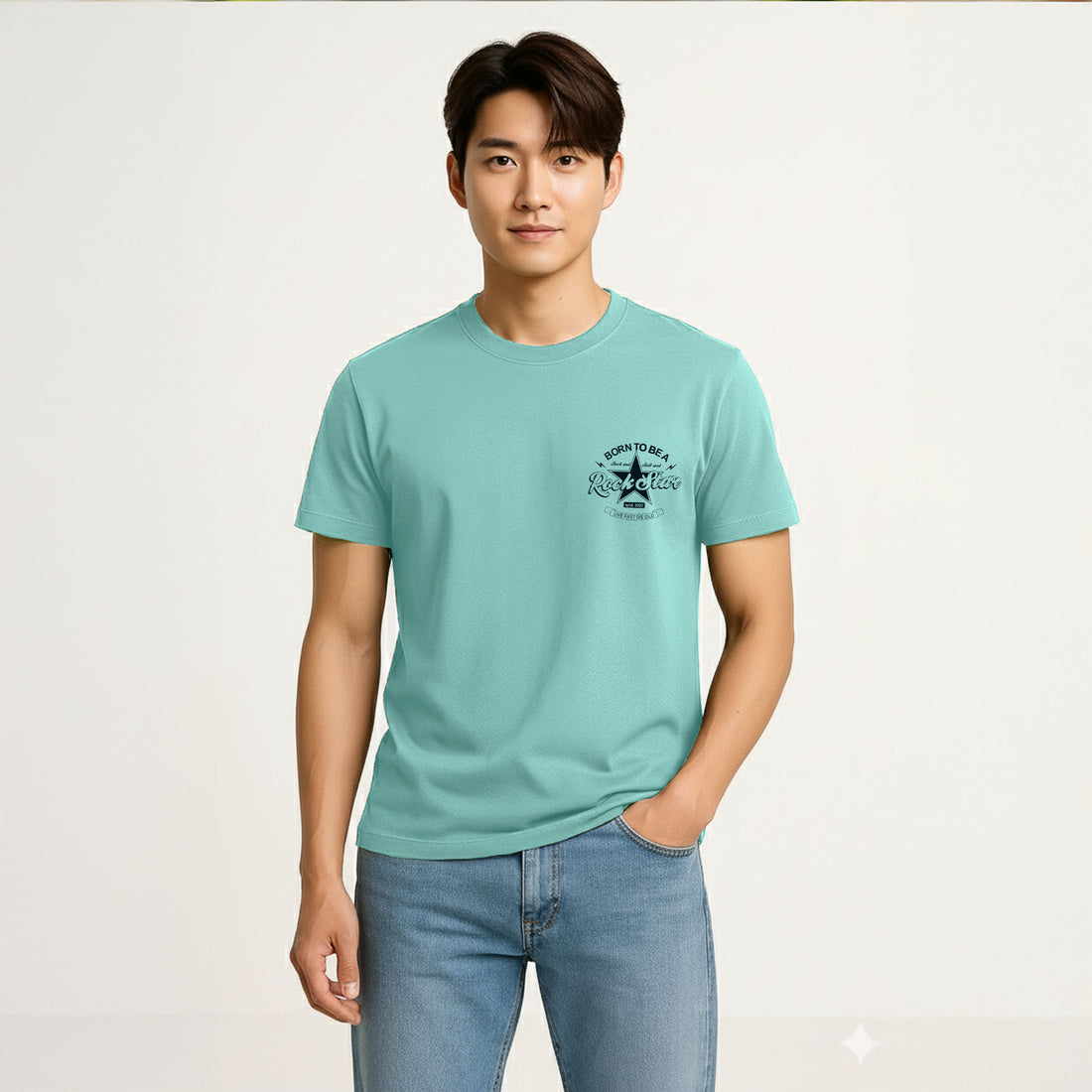 bold rock star printed t shirt for men