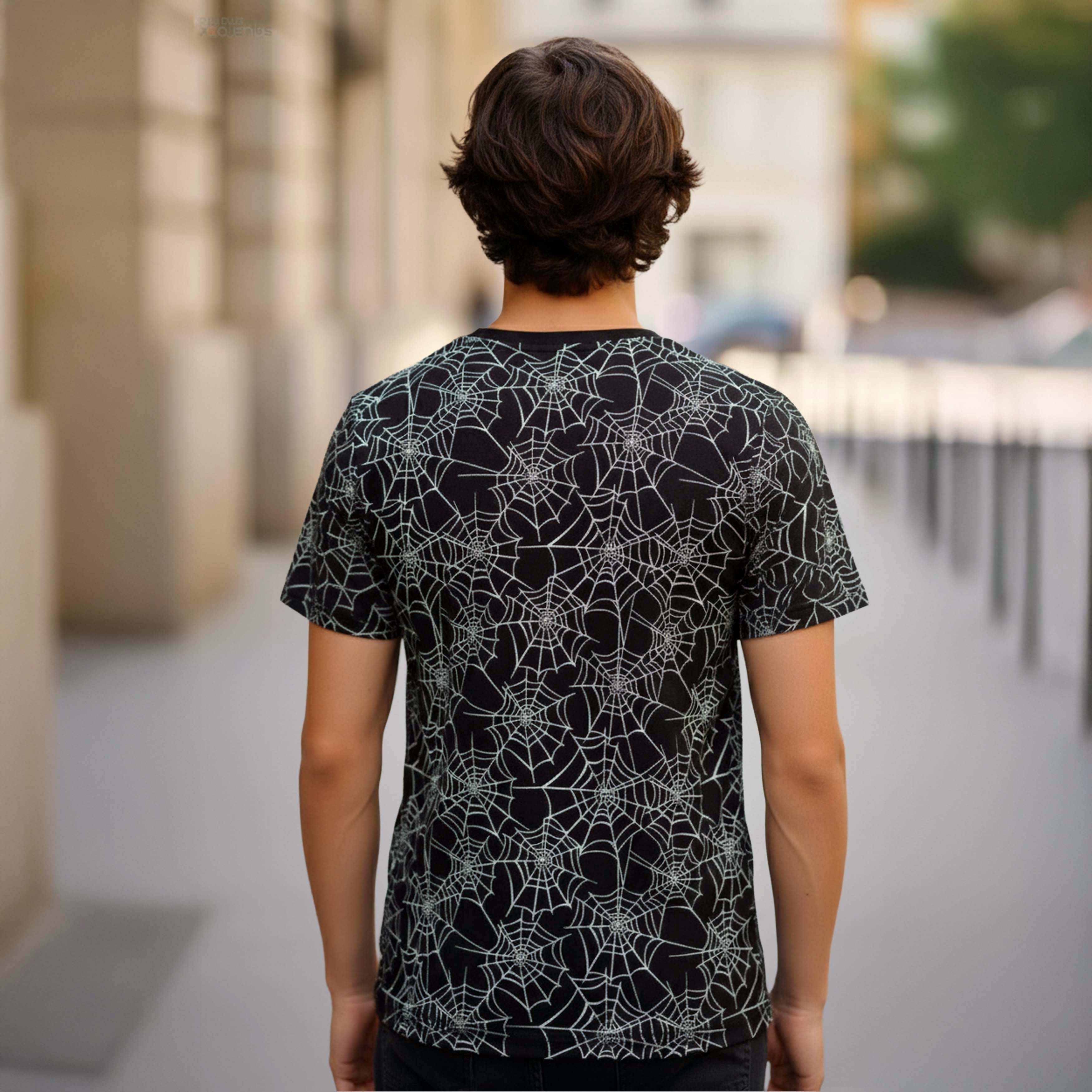 spider web printed t shirts for men