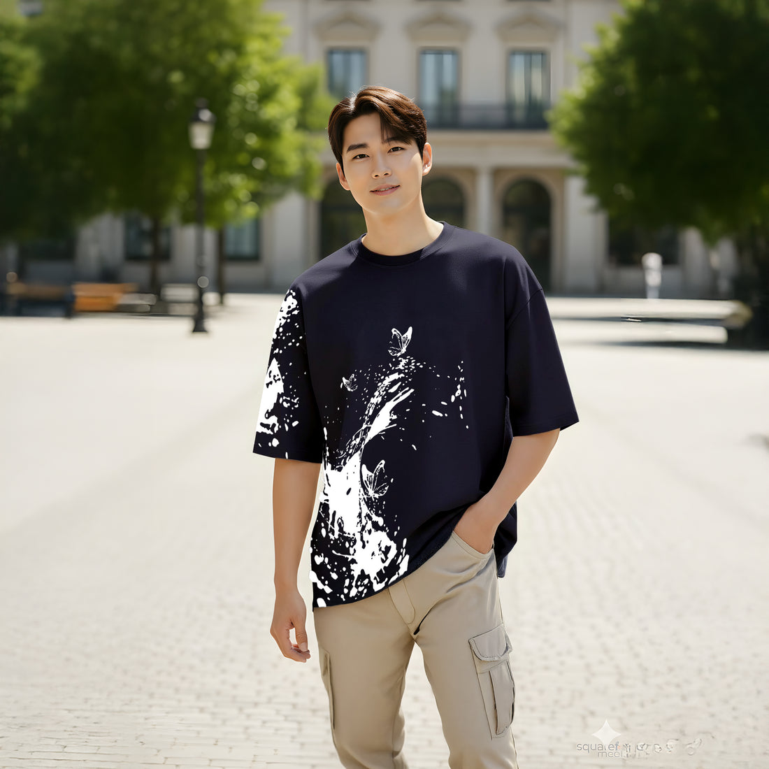 Splash Butterfly Graphic Oversized T-shirt