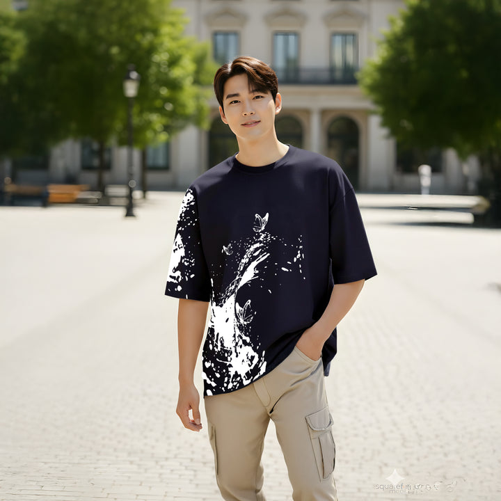 Splash Butterfly Graphic Oversized T-shirt