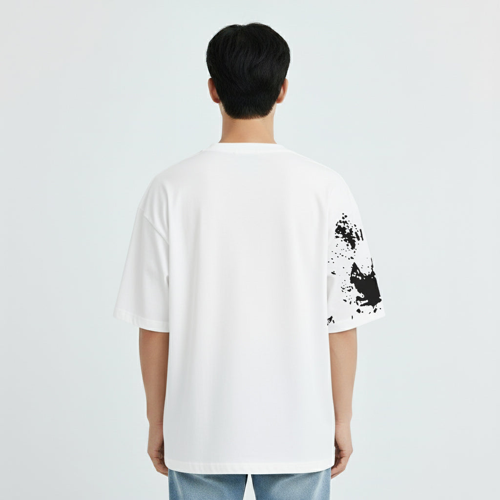 Splash Butterfly Oversized T-shirt – White Color