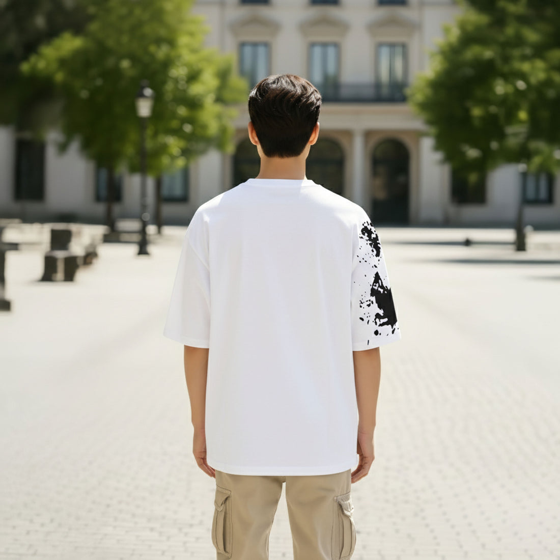 Splash Butterfly Oversized T-shirt – White Color