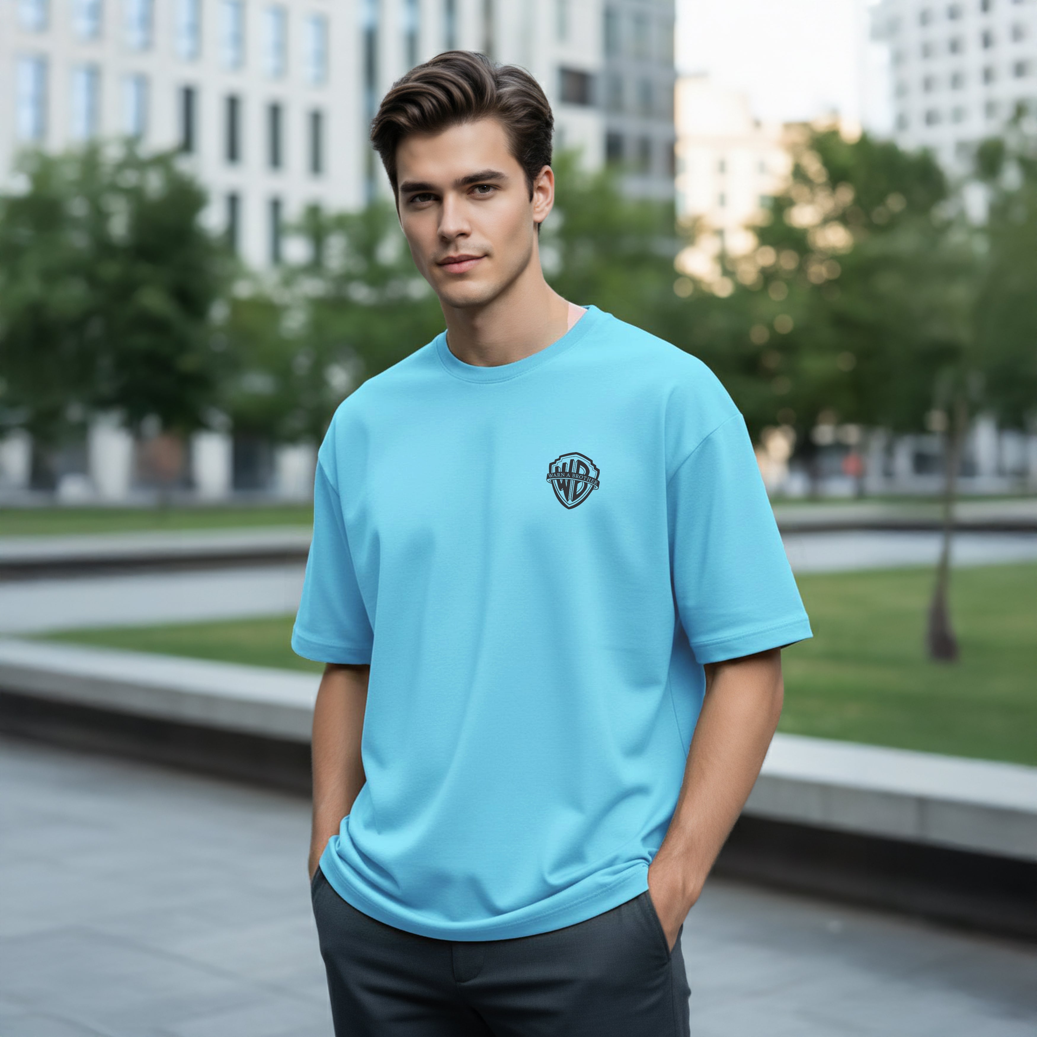 “Warn A Brother mens graphic t shirts oversized design”