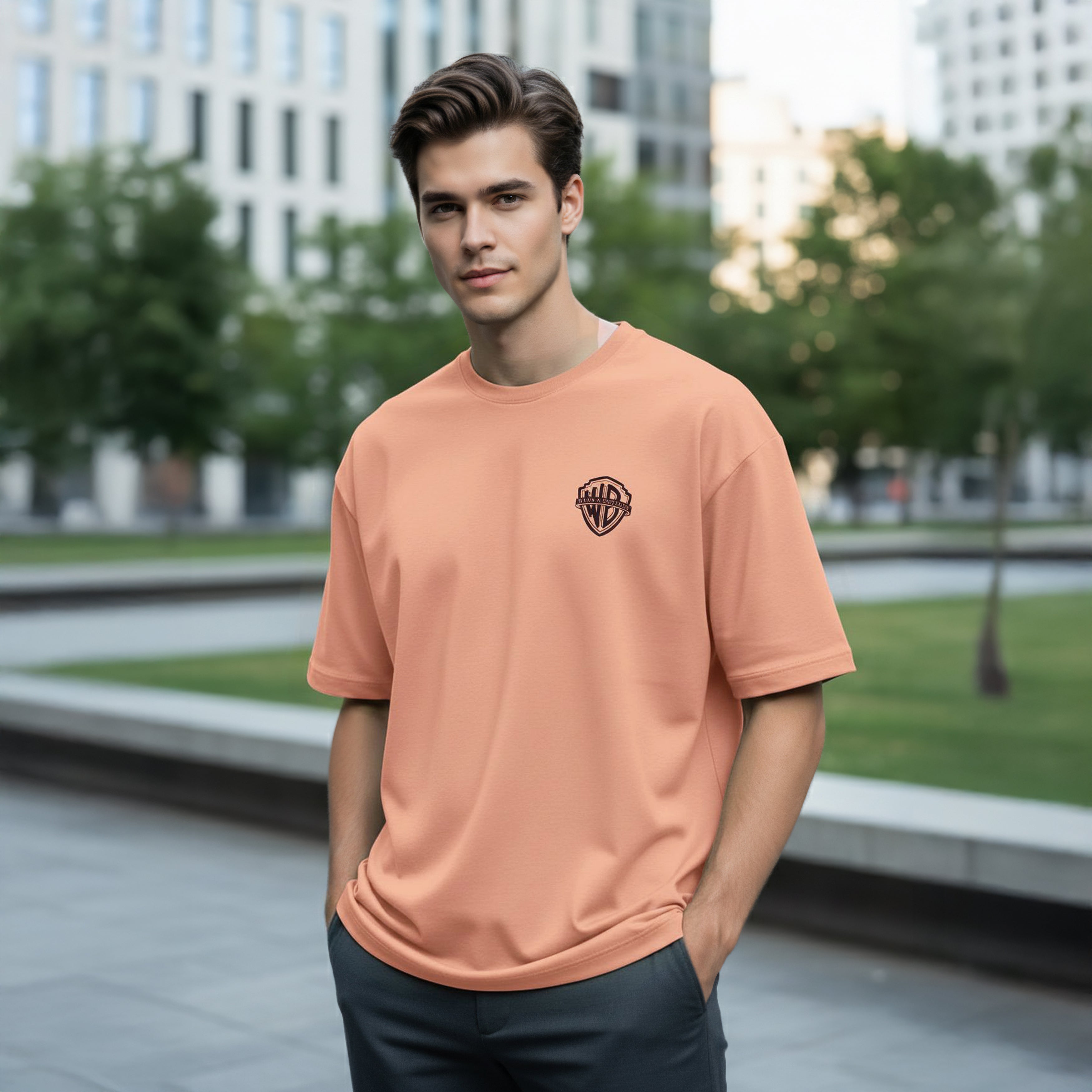 “oversized men’s graphic t shirt Warn A Brother”