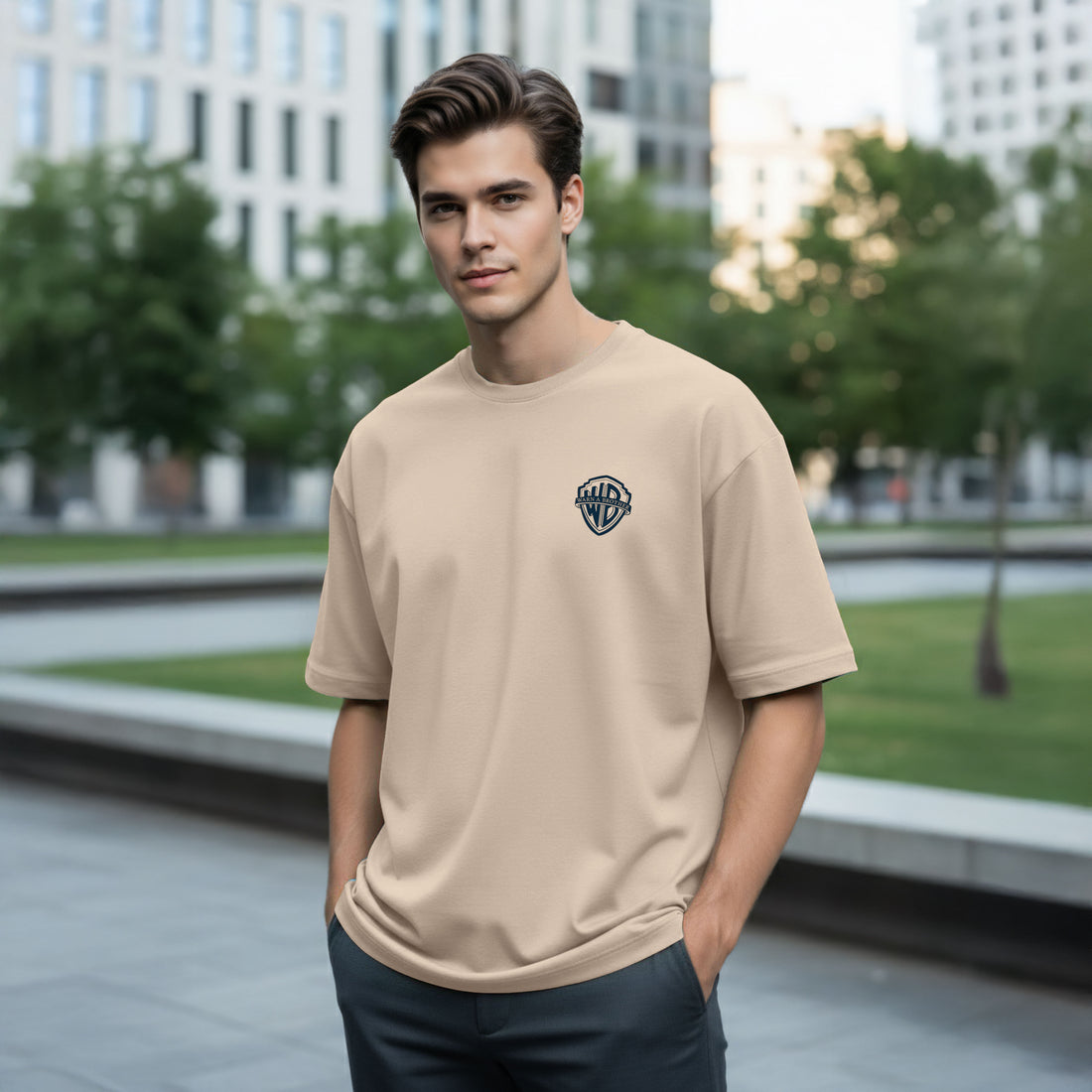 Warn A Brother Oversized T-shirt – Beige Color