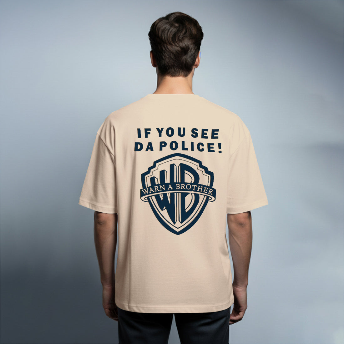 Warn A Brother Oversized T-shirt – Beige Color